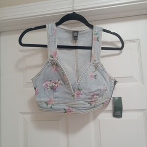 Wild Fable Floral Denim Crop Top